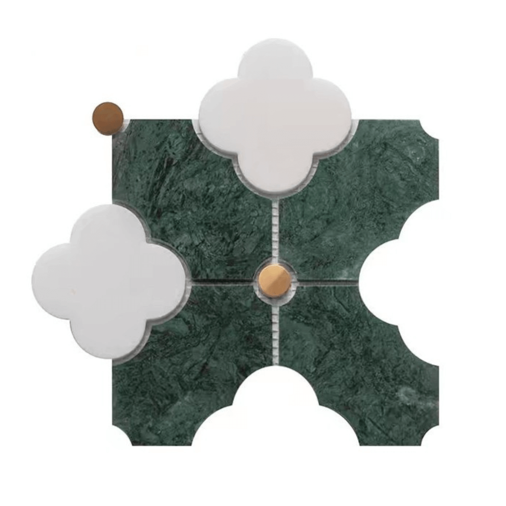 โมเสคหินอ่อน TIMELESS TILES รุ่น MAJESTIC FLORAL 20X20 ซม. สีเขียว EMERALD GREEN